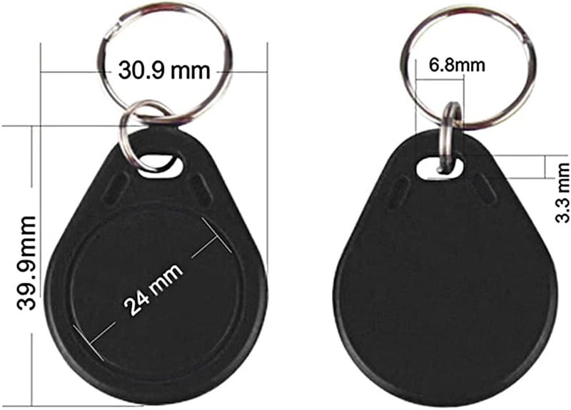 MINDRFID RFID Key fob 13.56MHz F08 Token Key Tags for Access Control System (Black) - Image 2